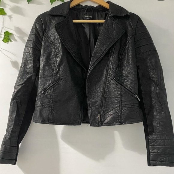 Bebe Cropped Leather Jacket - Picture 1 of 2